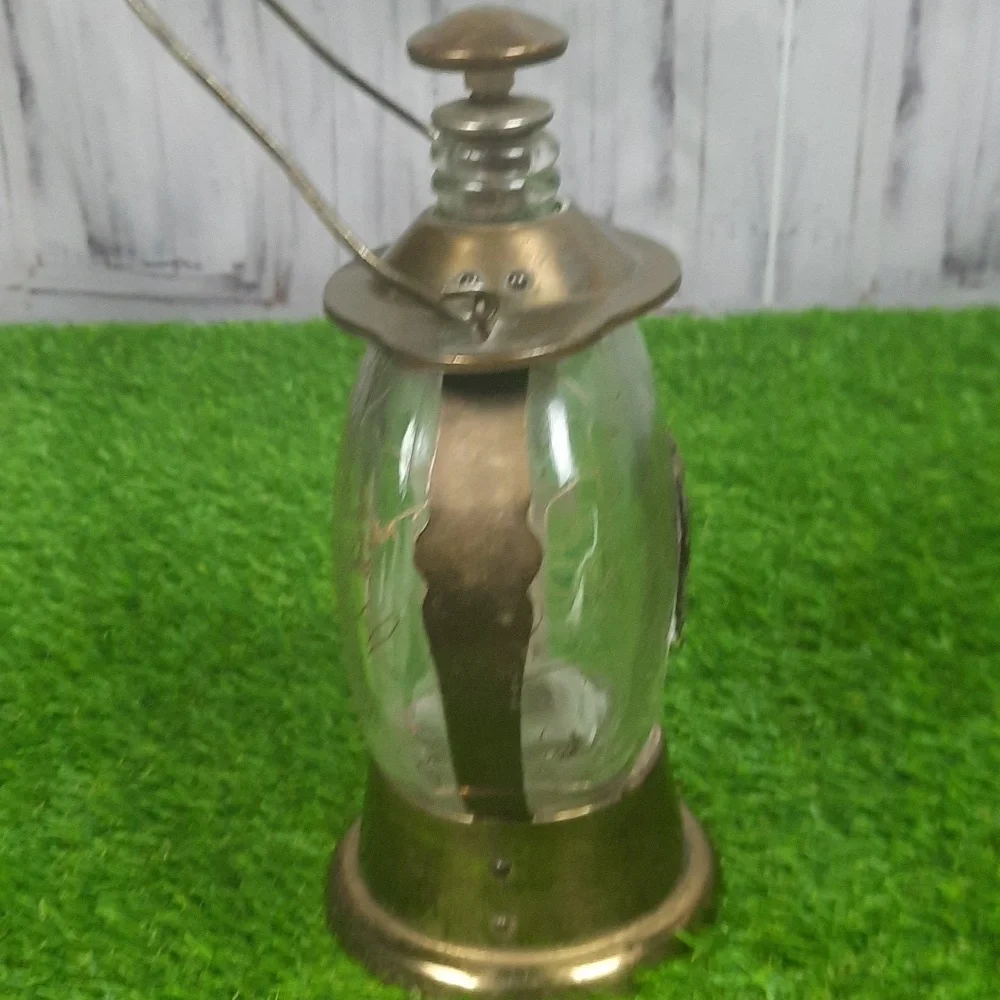 Vintage Brass and Glass Ship Lantern Wind Up Musical